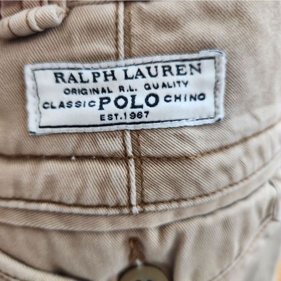 Mens Polo Ralph Lauren Cargo shorts lot of 2 size 36 khaki blue white button fly - Picture 5 of 16